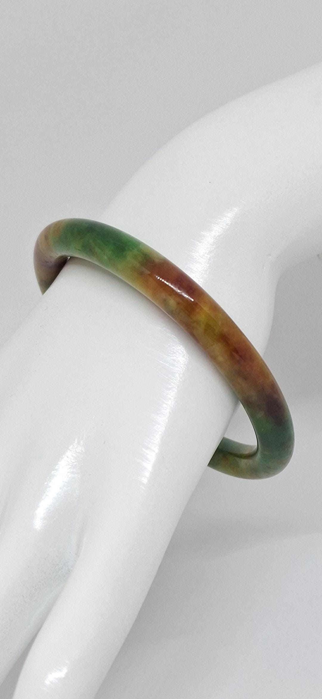 マルチカラー翡翠バングルブレスレット 57-58 mm - (2.28) インチ / 60