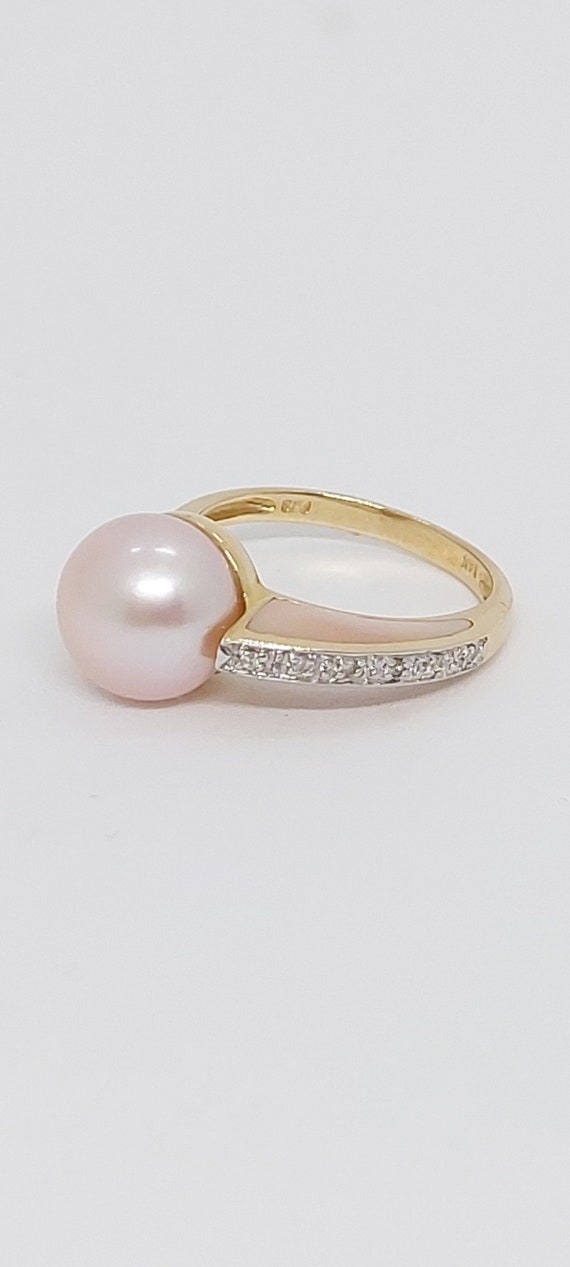 PINK and Mother of Pearl 14K Yellow Gold Diamonds Vintage