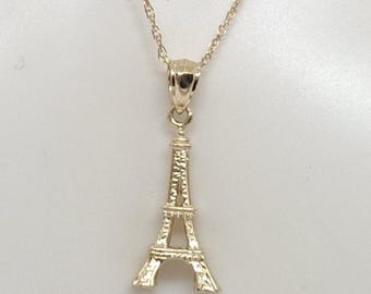 14K Gelbgold Eiffelturm Anhänger Halskette - Paris Charm