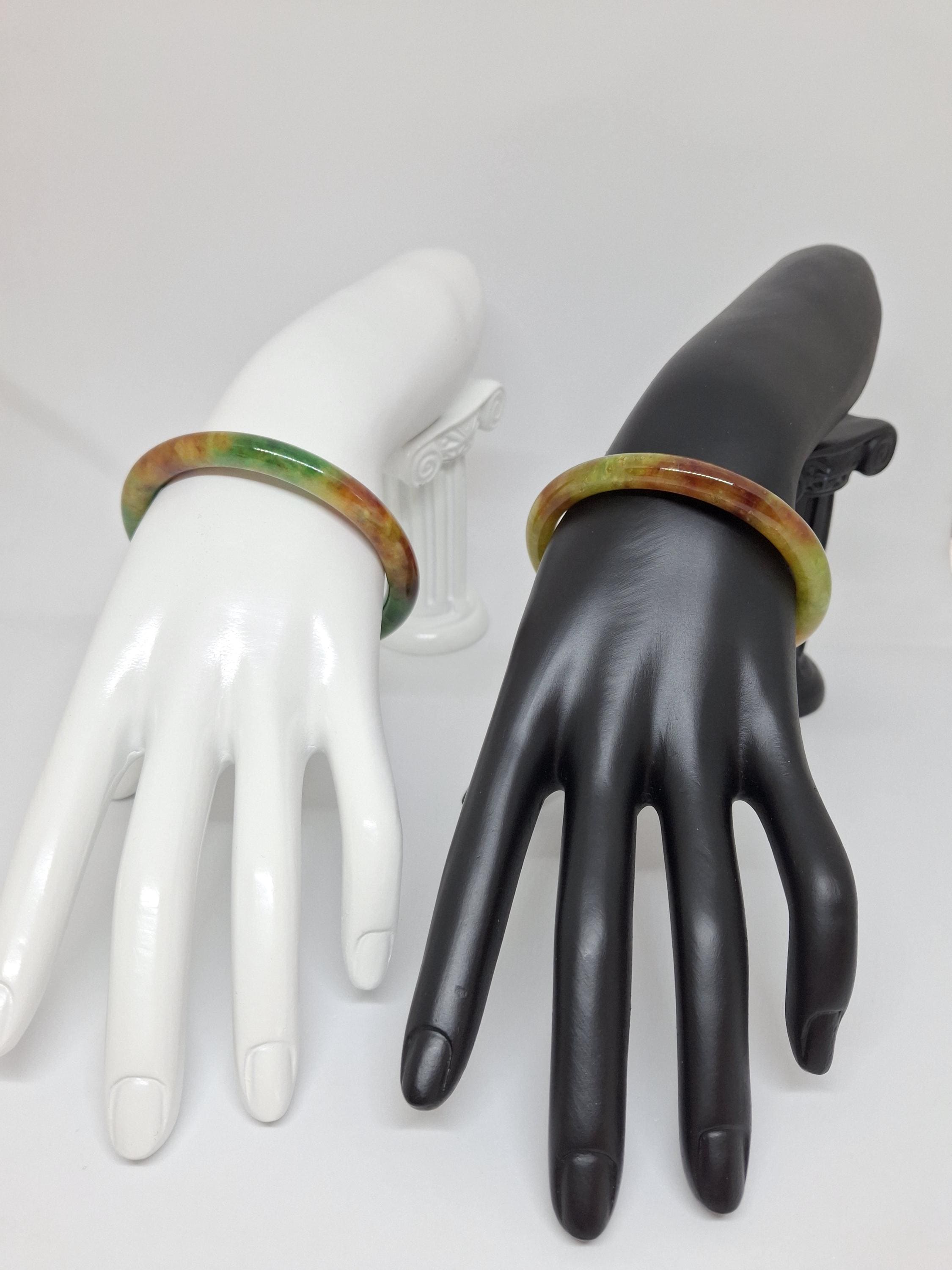 マルチカラー翡翠バングルブレスレット 57-58 mm - (2.28) インチ / 60