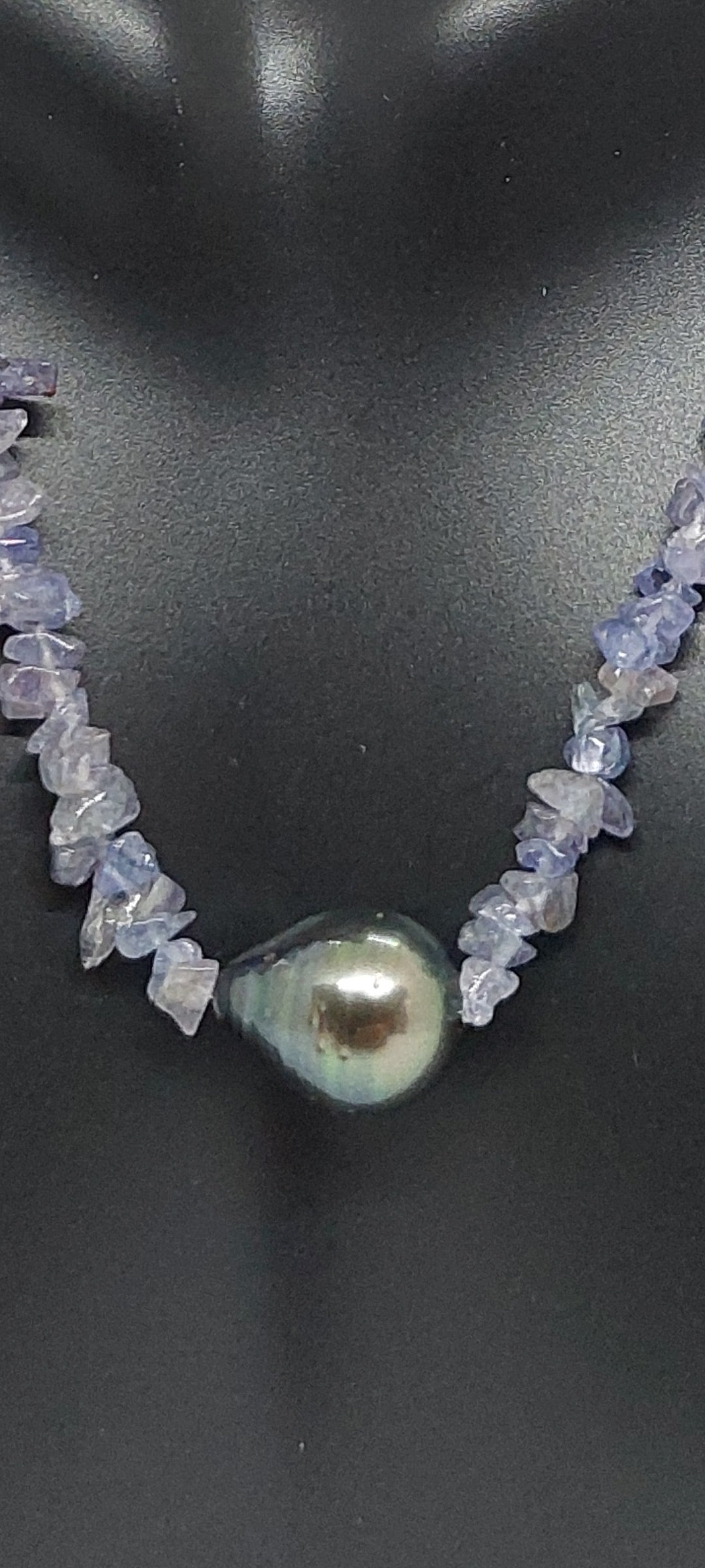 Collier En Argent 925 Avec Perle Noire De Tahiti Et Tanzanite Naturelle - Marque Rose-Mimosa - Neuf Avec étiquettes