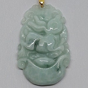 Jade RABBIT Chinese Zodiac Year of Rabbit Charm Pendant/Necklace Amulet Tag A Grade Real Green Jadeite Carving Animal. Men / Women Pendant.