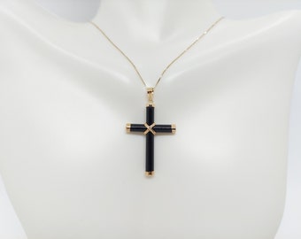 Gold Onyx Cross - Etsy