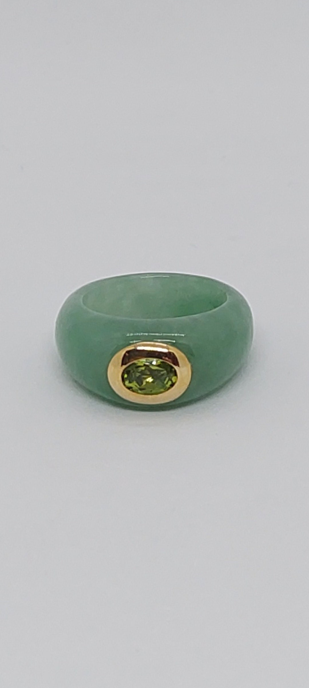 Buy 14k Yellow Gold Green Jade Ring With Faceted Peridot Online in India 