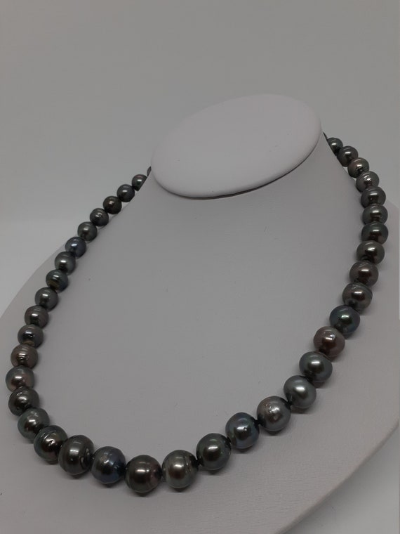Black Tahitian Pearl Necklace 8-11mm 