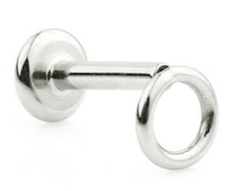 1.2-16g / ASTM F136 Titanium Internal Thread Labret Stud with Circle Top / Lip / Monroe / Tragus / Barbell / Bar / 2 sizes