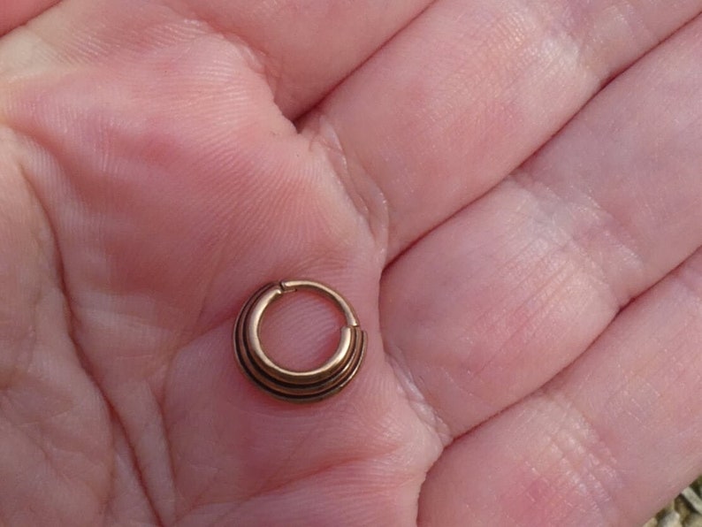 16G Antiqued Rose Gold PVD Graduated Band Hinge Ring septum daith 2 sizes 1.2mm