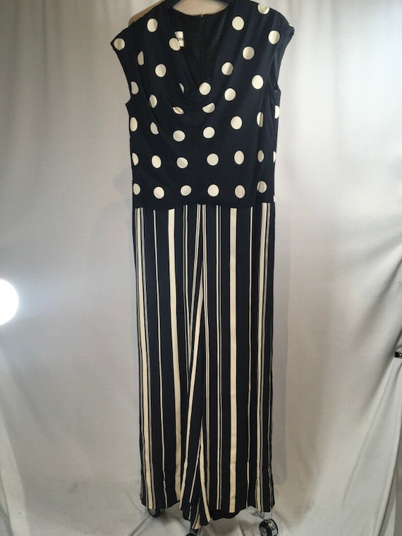 Rudi Gernreich Navy Blue & White Polka Dot Striped