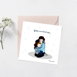Carte - illustration -"Petit coeur tout mou" -  love -  150X150mm + enveloppe kraft