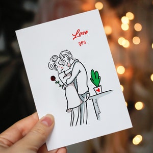 Cartes A6 - illustration - Love You - 105X148mm + enveloppe Kraft