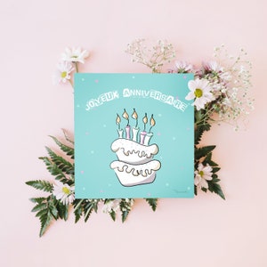 Carte -"Joyeux anniversaire " -+ enveloppe kraft.  150X150mm