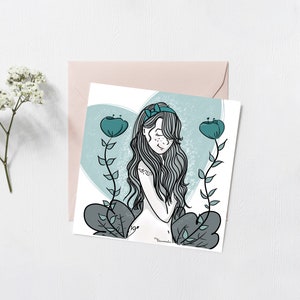 Carte- illustration - Déesse -" 150X150mm + enveloppe kraft