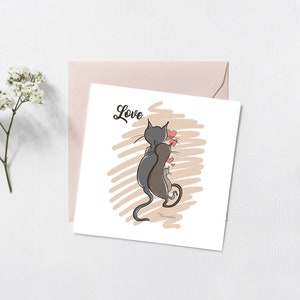 Carte - illustration -"Love" - Chat- Cats-  150X150mm
