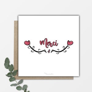 Carte - illustration -"Merci" -   150X150mm + enveloppe kraft
