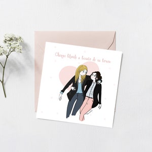 carte - illustration - Amitié - Girls - 150X150mm + enveloppe Kraft