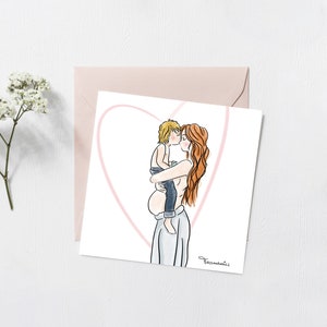 Carte - illustration - Maternité 150X150mm + enveloppe kraft