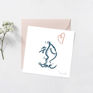 carte - illustration -"Love" - mère/enfant -  150X150mm + enveloppe kraft