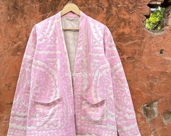 Cut Work Bohemian Style Hand Embroidered Cotton Kantha Jacket Hippie & Boho Applique Designer Unisex Handmade Quilted Overcoat KJ-265