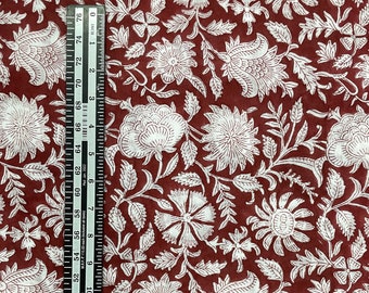 Beautiful Mughal Print Fabric, Handmade Floral Print india dress Fabric, Block Print Fabric, Printed Cotton Fabric, Fabric by yard, CF-126