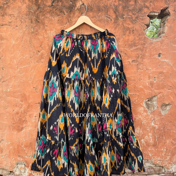 Summer Cotton Ikat Print Skirt Outfit Midi Skirt Vintage Women Floral Print Skirt Multi color Long Maxi Cotton Skirt Hippie, CPS-77