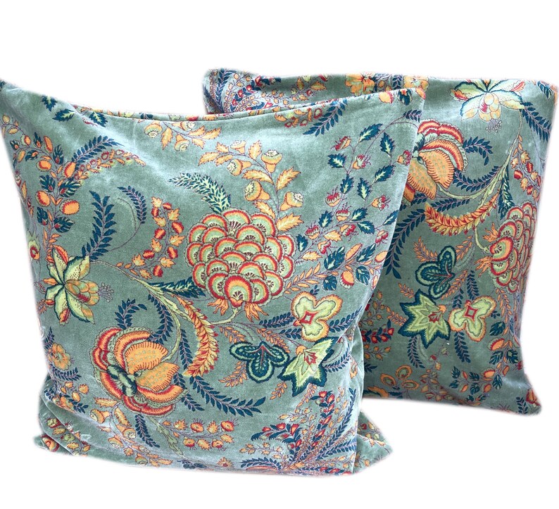 Soft Cotton Velvet Cushion Cover Sets, Floral Print Pillow Case Sets