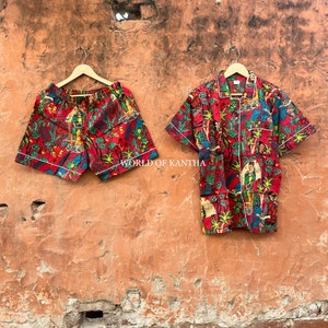 Conjunto de pijama corto de algodón puro de Frida Kahlo de la India. Conjunto de pijama indio hecho a mano para mujer, traje de algodón suave, conjunto de pijama de novia, regalo para ella.