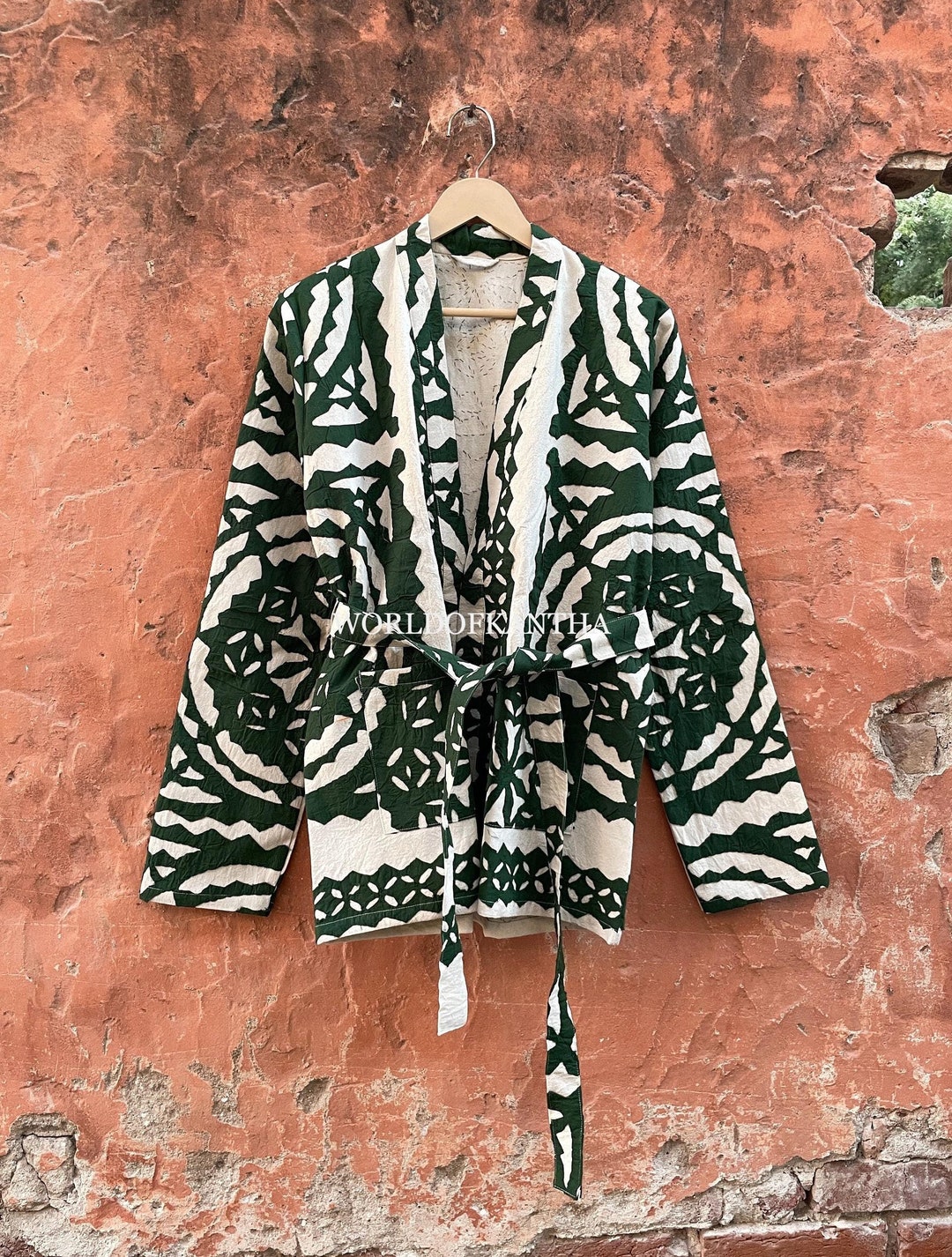 Cotton Cutwork Hand Woven Applique Jacket , Unisex Coat