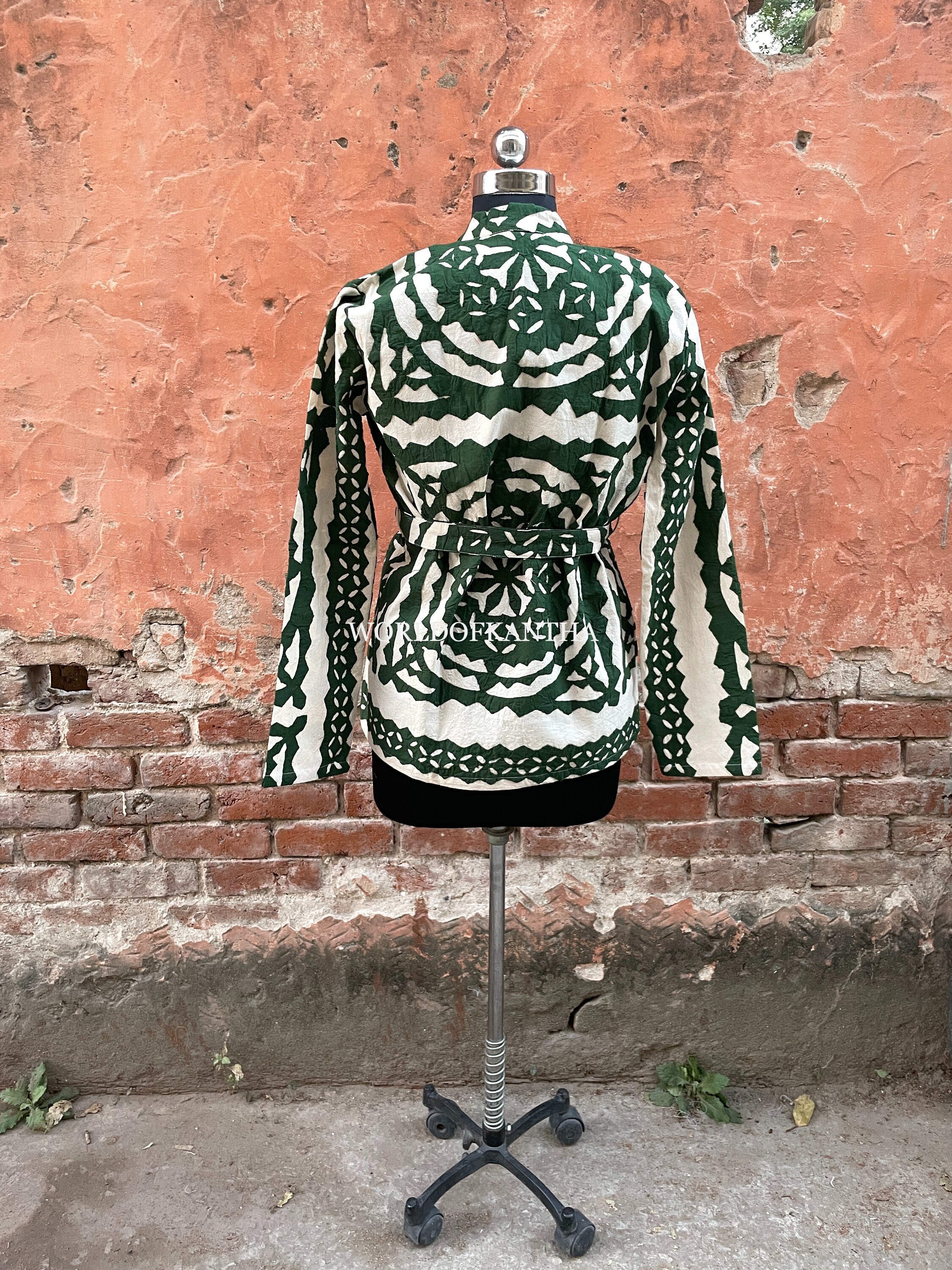Cotton Cutwork Hand Woven Applique Jacket , Unisex Coat