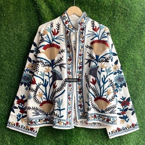 Cotton Suzani Handmade Jacket, Women Wear Embroidery Short Coat