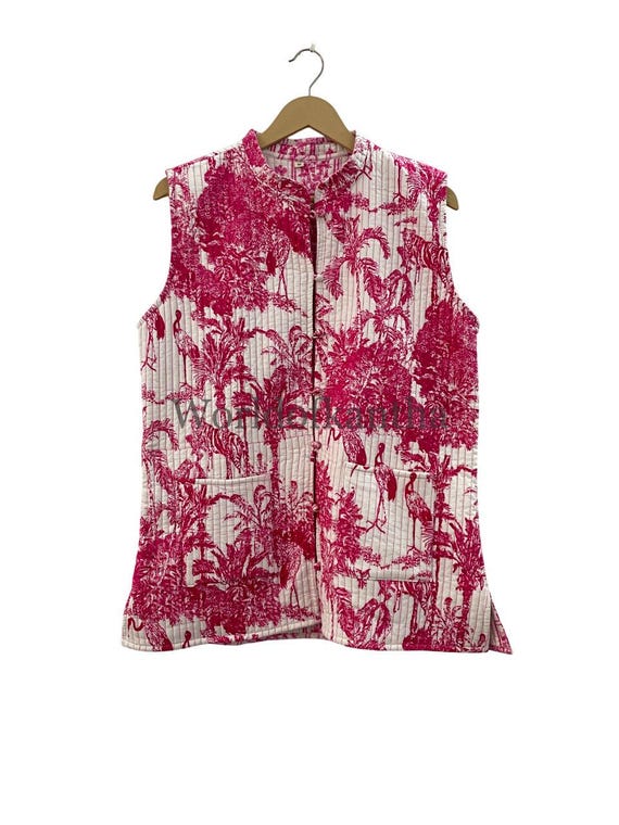 Chaleco 100 algodón, chaleco largo con estampado floral, chaleco