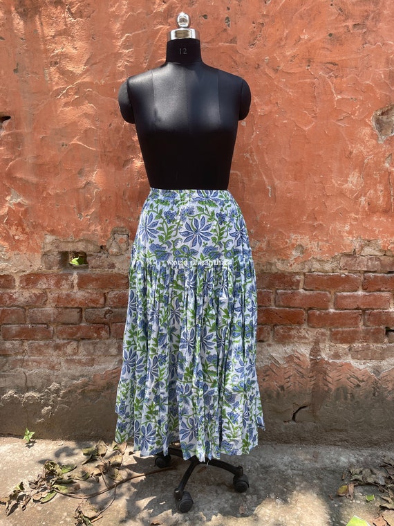 Katoenen maxi rok met bloemenprint vrouwen dragen handgemaakte katoenen zomerrok dameskleding lange rok Etsy Nederland