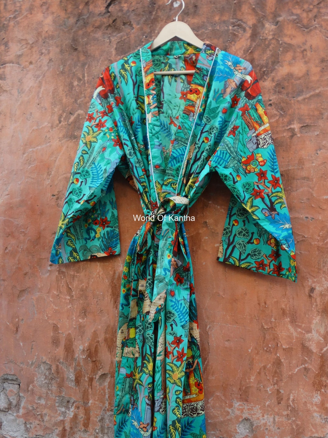 Cotton Frida Kahlo Kimono Robe Cotton Kimono Robe Bidal Robe Etsy