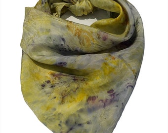 Handmade Botanical Dyed Silk Scarf/Bandana/ bundle dyed/natural dye/plant dye/Mother’s Day gift