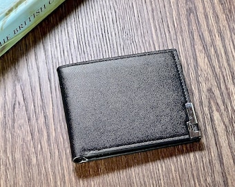 Portefeuille personnalisé en similicuir noir gravé, anniversaire, petit ami, père, fils, cadeau Saint-Valentin