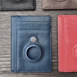 Portefeuille en cuir Viatel AirTag, porte-monnaie Smart AirTag minimaliste  et mince