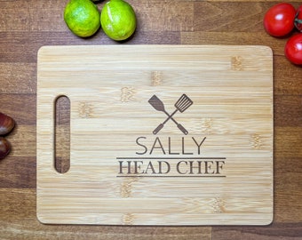 Head Chef Personalised Engraved Bamboo Chopping Board -  Kitchen Gift