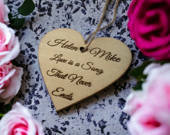 Rustic Custom Engraved Heart Ornament - A Personalised Valentine's Day Gift