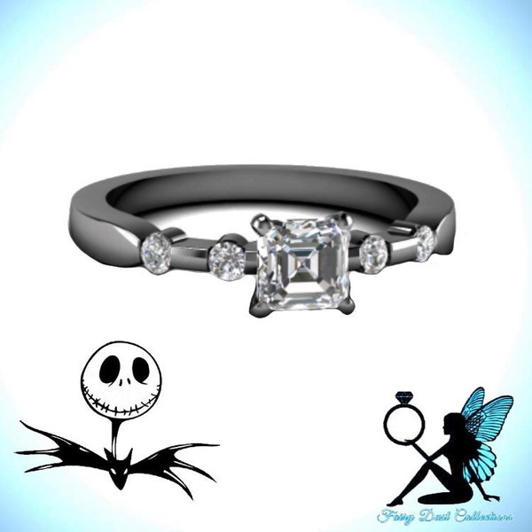 Jack Skellington Inspired Black Gold Engagement Ring