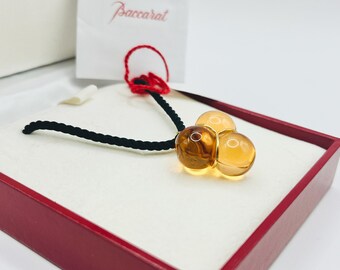 Pendentif Cristal Rouge Baccarat 'Galet' Avec Cordon & Boîte - Occasion