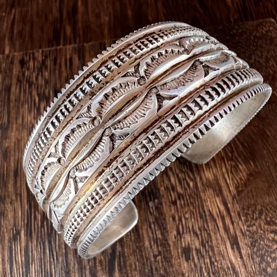 Silver Cuff Bracelet Vintage Native American - image 3