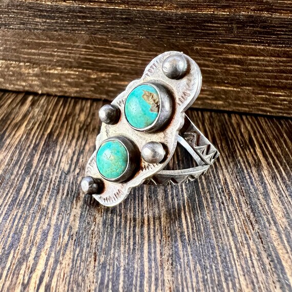 Vintage Ring Natural Turquoise in Silver - image 8