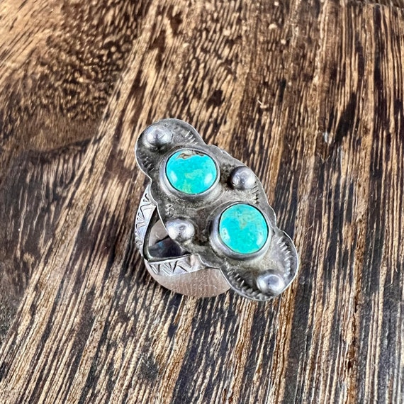 Vintage Ring Natural Turquoise in Silver - image 3