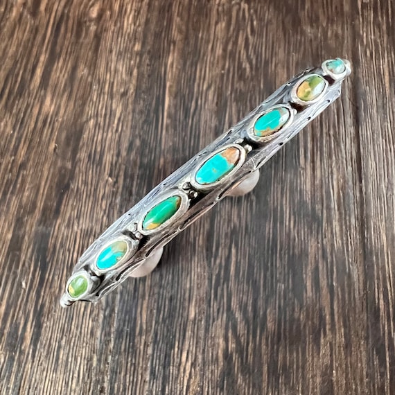 Ingot Silver and Turquoise Cuff Bracelet Antique … - image 3