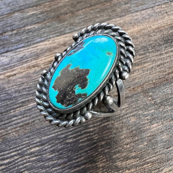 Turquoise Ring in Silver Vintage Navajo - image 1