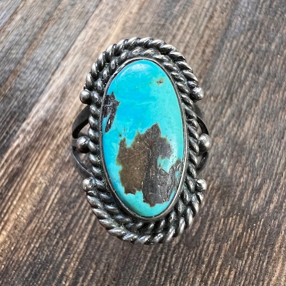 Turquoise Ring in Silver Vintage Navajo - image 2