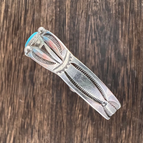 Vintage Native American Silver and Turquoise Cuff… - image 5