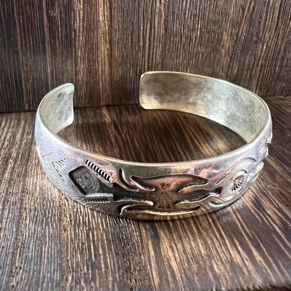 Vintage Silver Cuff Bracelet Native American - image 8