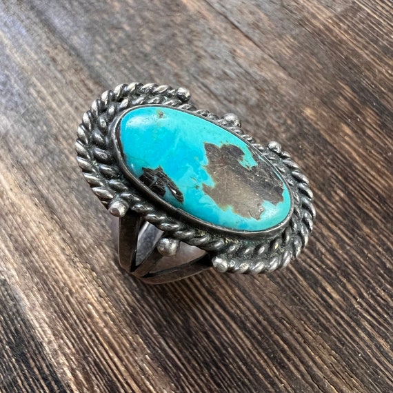 Turquoise Ring in Silver Vintage Navajo - image 3