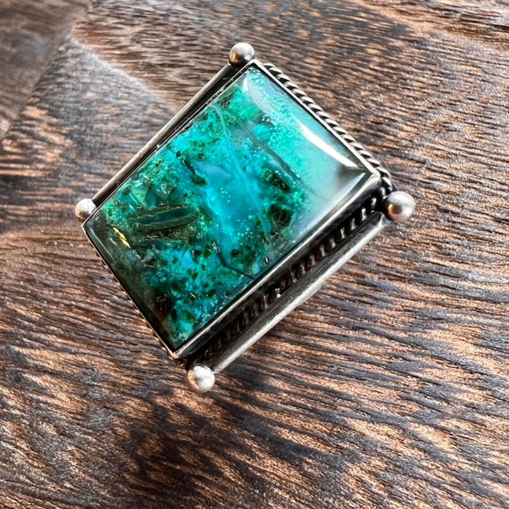 1950’s Chrysocolla Ring in Silver Size 6 - image 3