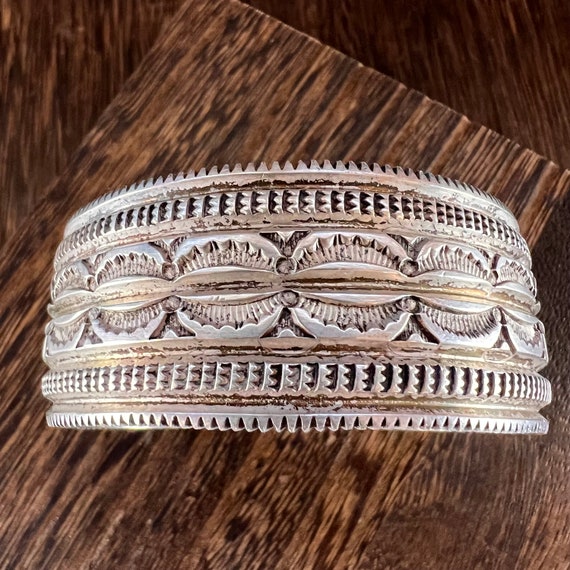 Silver Cuff Bracelet Vintage Native American - image 2